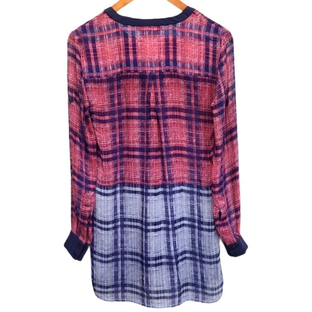 BCBGMAXAZRIA Silkâ Plaid ButtonâDownâDressâSizeâXXS - Picture 3 of 9